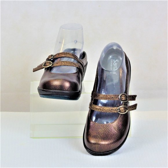 Sanita Danish Design Metallic Bronze Leather Mary Jane Women Clog Shoes - Picture 9 of 16
